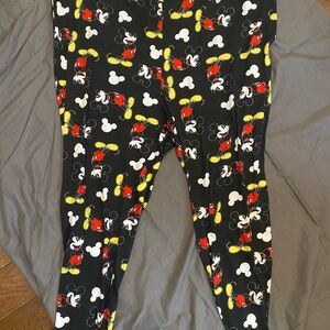 Disney Black Leggings with Mickey Mouse Red, Yellow and White Accents